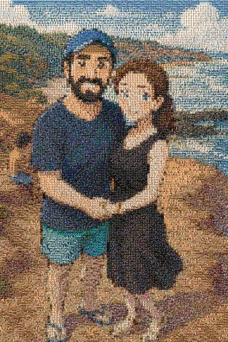 Mosaico de ejemplo: una pareja reconstruida con cientos de fotos